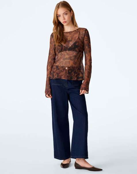 Omnes Denver top in woodgrain print - view 1