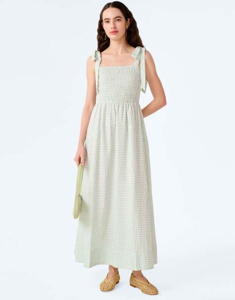 Omnes dixie dress in mint and white gingham in green - view 1