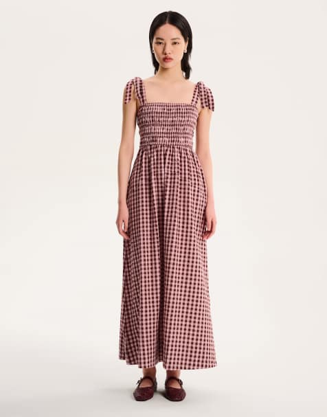 OMNES Dixie maxi dress in pink gingham - view 1