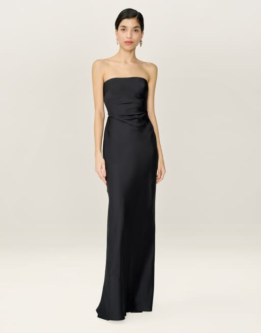 Omnes Dresses amdra strapless black satin maxi dress , 3 of 3