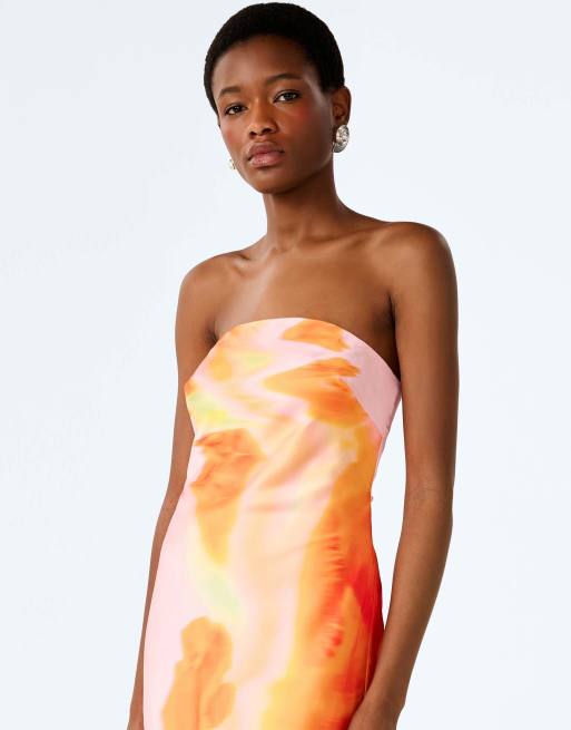 Omnes dresses amdra strapless floral maxi dress in pink glitched floral, 3 of 6