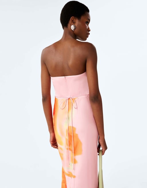 Omnes dresses amdra strapless floral maxi dress in pink glitched floral, 6 of 6