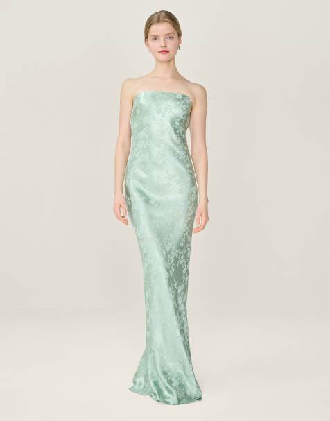 Omnes Dresses amdra strapless floral maxi dress in sage green - view 1