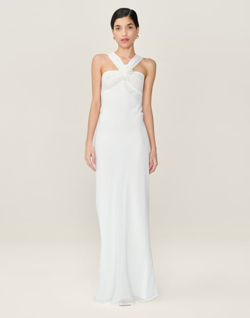 Omnes Dresses amélie chiffon maxi dress with rosette detail in ivory , 3 of 4