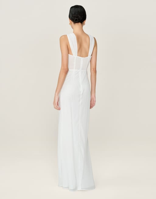 Omnes Dresses amélie chiffon maxi dress with rosette detail in ivory , 4 of 4