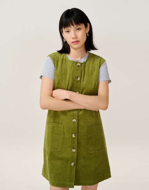 Omnes Dresses bunni mini sleeveless a-line cord dress in green - view 1