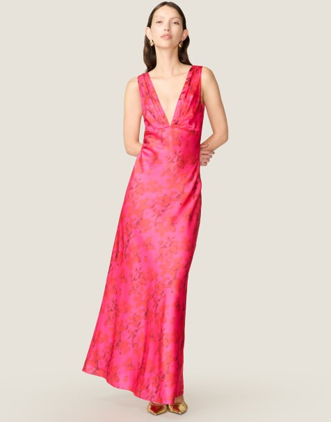 Omnes Dresses casey maxi v-neck dress in red floral print in red - view 1