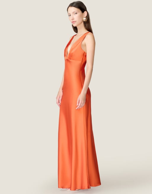 Omnes Dresses casey maxi v-neck dress in tangerine orange | ASOS