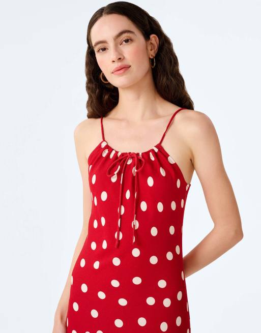 Omnes Dresses cecile crepe midi slip dress in red polka dot print , 5 of 5