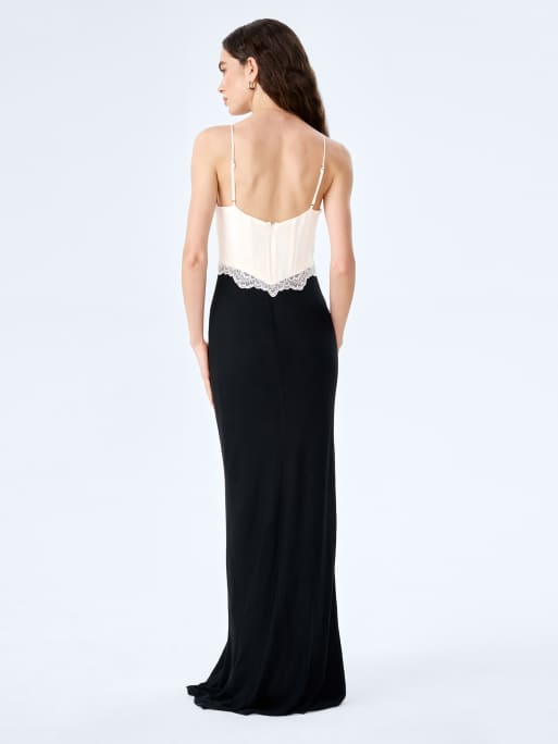 Omnes Dresses drew maxi dress with lace details in black, 3 of 4