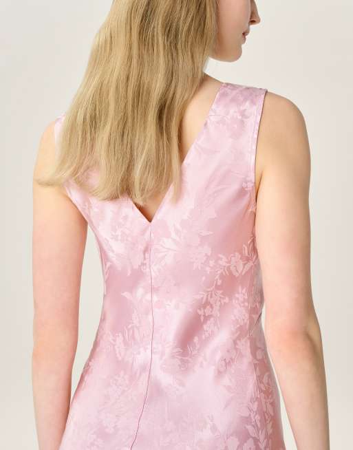 Omnes Dresses iris floral jacquard midi slip dress in dusty pink , 2 of 6