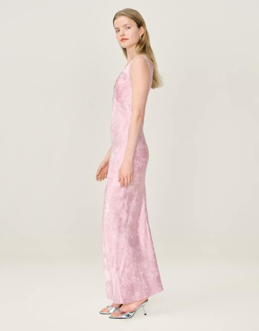 Omnes Dresses iris floral jacquard midi slip dress in dusty pink , 5 of 6