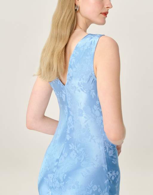 Omnes Dresses iris floral jacquard midi slip dress in powder blue , 2 of 5