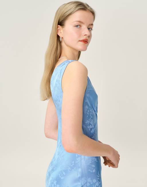 Omnes Dresses iris floral jacquard midi slip dress in powder blue , 4 of 5