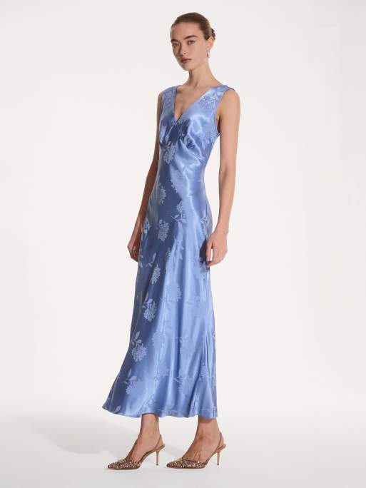 Omnes Dresses iris jacquard dress in blue, 3 of 4