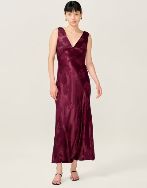 Omnes Dresses iris jacquard maxi empire line slip dress in red - view 1