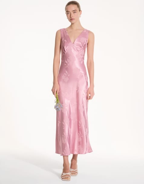 Omnes Dresses iris maxi empire-line viscose floral jacquard dress in vintage pink - view 1