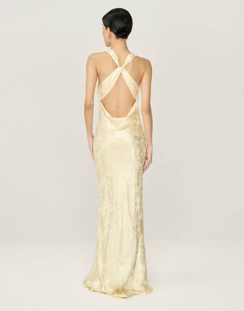 Omnes Dresses jai floral maxi dress with cross back in butter yellow in yellow - view 1