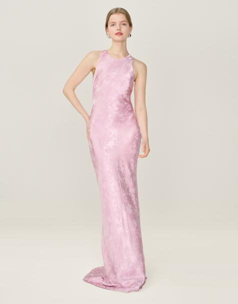 Omnes Dresses jai floral maxi dress with cross back in dusty pink