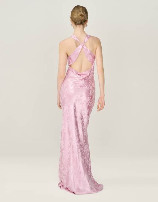 Omnes Dresses jai floral maxi dress with cross back in dusty pink, 2 of 4