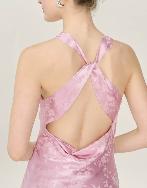 Omnes Dresses jai floral maxi dress with cross back in dusty pink, 4 of 4