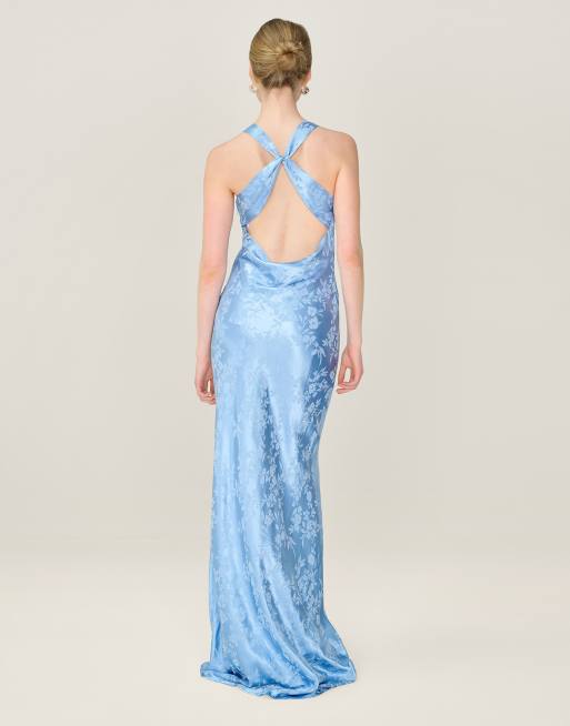 Omnes Dresses jai floral maxi dress with cross back in powder blue , 2 of 4