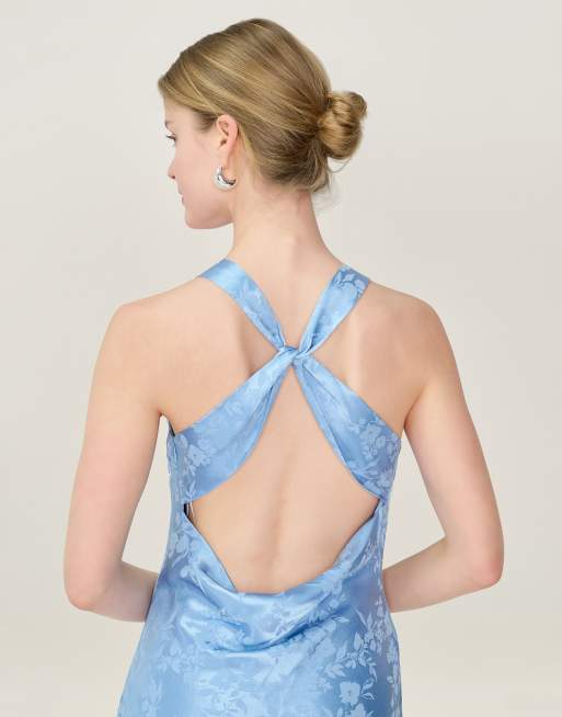 Omnes Dresses jai floral maxi dress with cross back in powder blue , 4 of 4