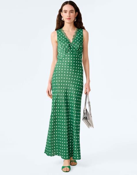 Omnes Dresses jennifer starburst slip dress with lace applique in green - view 1