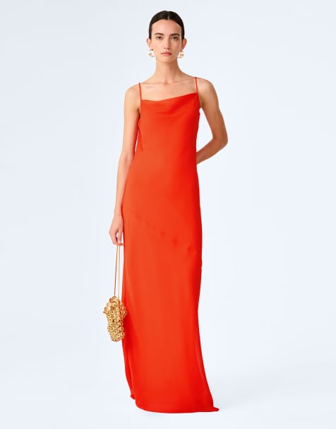 Omnes Dresses koko cowl back chiffon maxi dress in orange in orange - view 1