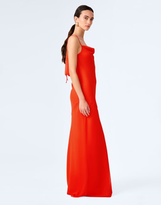 Omnes Dresses koko cowl back chiffon maxi dress in orange , 3 of 4