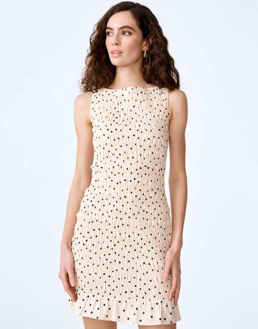 Omnes Dresses luann boatneck cotton mini dress in polka dot in blue, 2 of 4