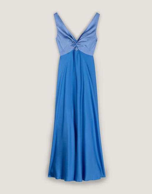 Omnes Dresses maggy colourblock satin midi dress in blue in blue, 6 of 6