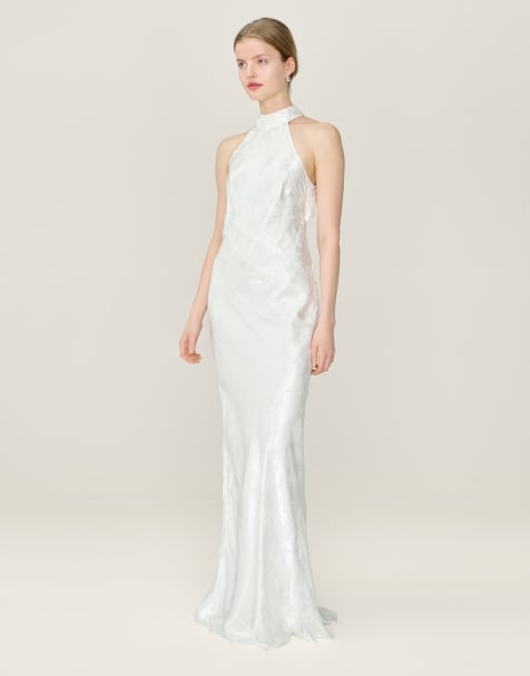 Omnes Dresses mayci floral bridal maxi dress with high-neck in ivory in white - view 1