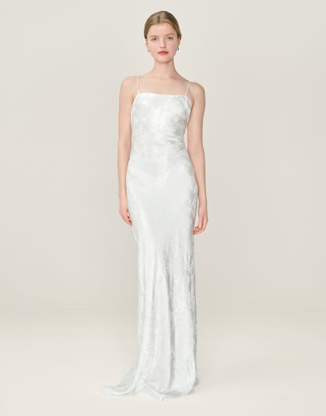 Omnes Dresses mira floral jacquard bridal maxi dress in ivory in white - view 1