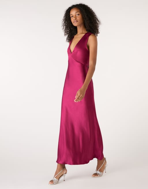Omnes Dresses nova tie back dress in magenta, 2 of 4