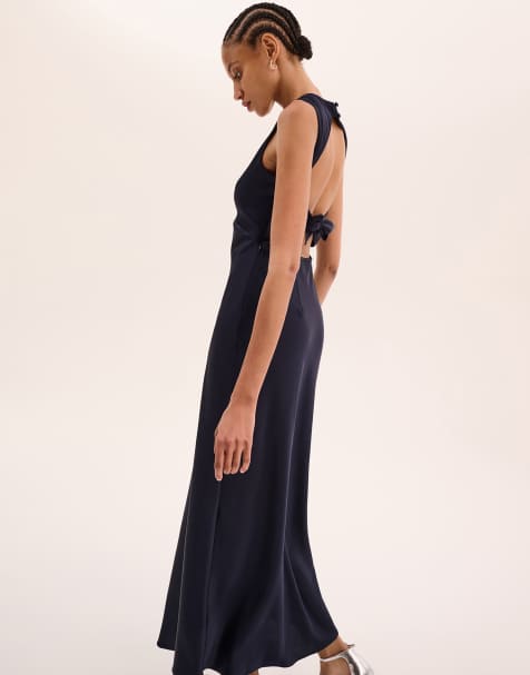 Omnes Dresses nova tie back dress in navy
