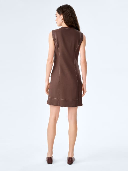 Omnes Dresses raphi sleeveless, tailored linen mini dress in chocolate brown in brown, 2 of 4