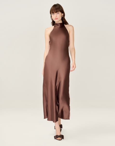 Omnes Dresses seychelles back detail dress in brown - view 1