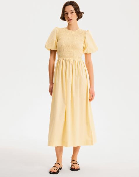 Omnes Dresses terri cotton midi dress in yellow in yellow - view 1