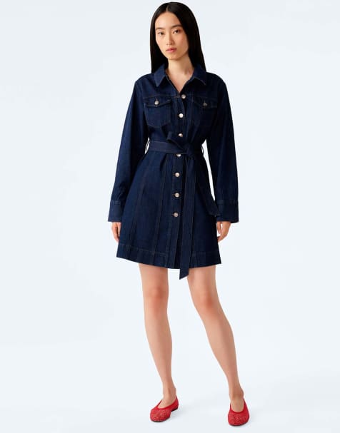 Omnes Dresses vera long sleeve denim mini dress in indigo in blue - view 1
