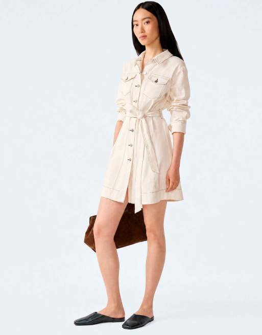Omnes Dresses vera long sleeve denim mini dress in off-white in beige, 7 of 7