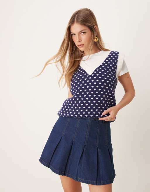 OMNES Echo Denim Mini Skirt in Dark Wash 