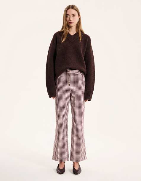 OMNES Elodie Checked Trouser in brown