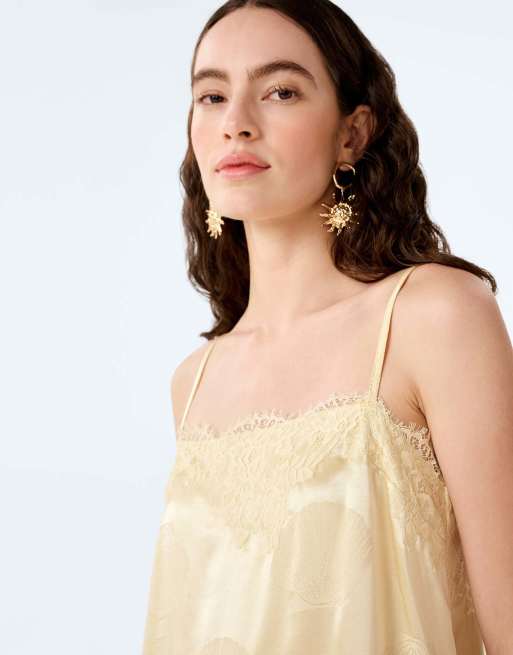 Omnes estela shell print jacquard top in double cream in yellow, 4 of 5