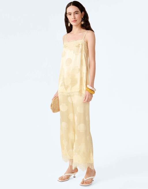 Omnes estela shell print jacquard top in double cream in yellow, 5 of 5