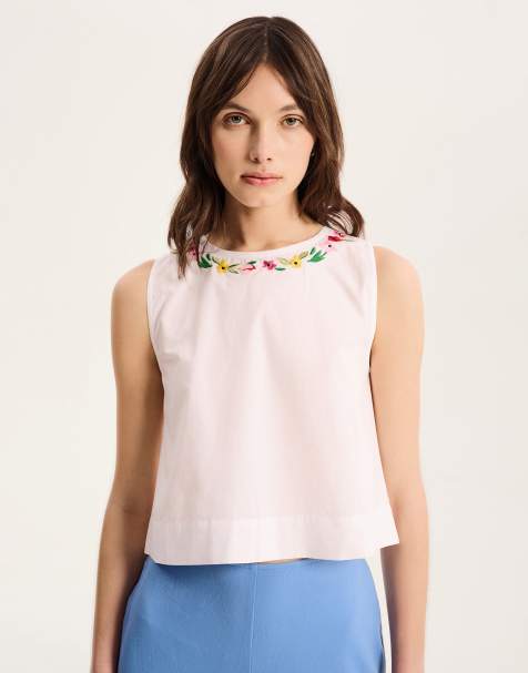 OMNES Floral crop top in white