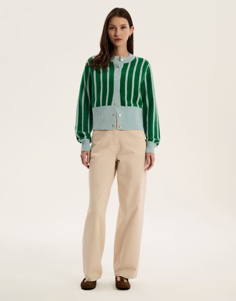 OMNES Flynn Striped Cardigan in green - view 1