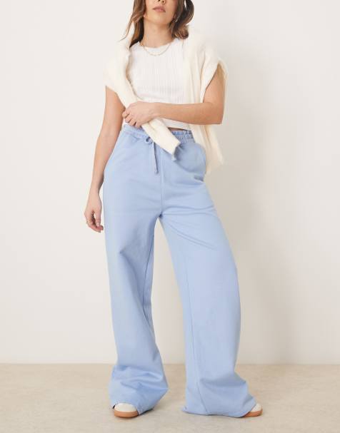 OMNES Georgie Elasticated drawstring high rise trousers in blue