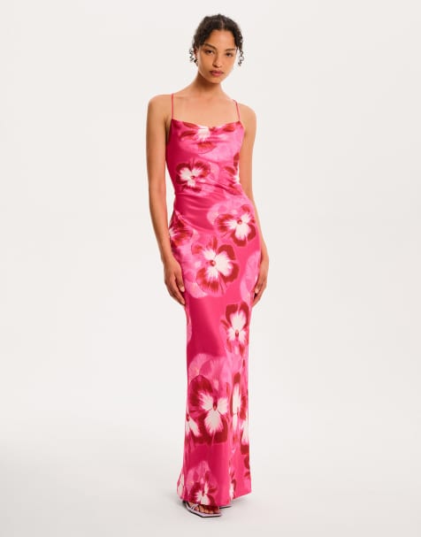 OMNES Ginny floral open back maxi dress in pink