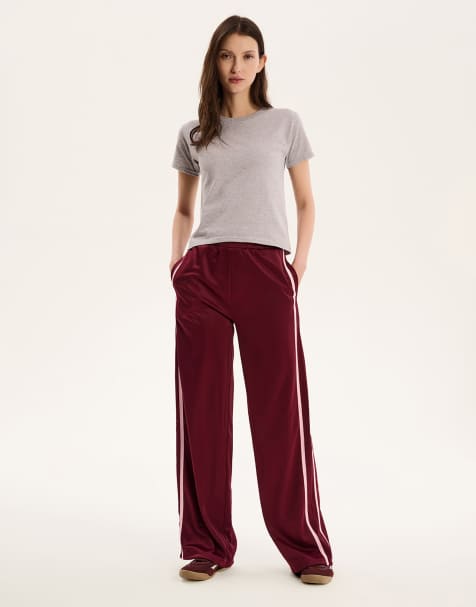 OMNES Harvey elasticated waistband Trouser with contrast stripes in red - view 1
